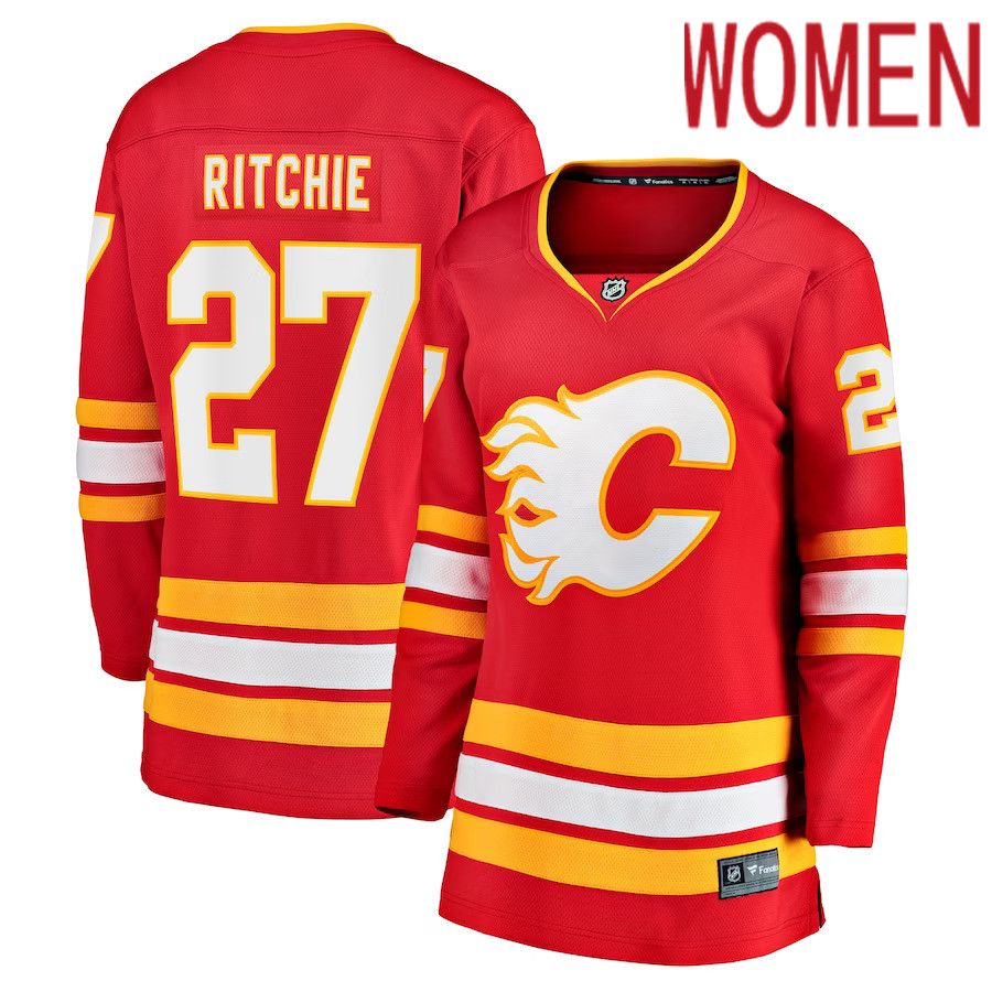 Women Calgary Flames #27 Nick Ritchie Fanatics Branded Red Home Breakaway NHL Jersey-0